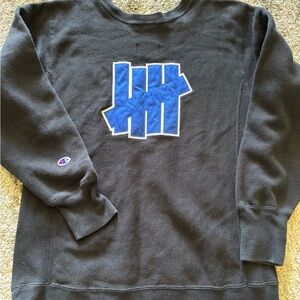 Champion Black Crewneck Sweater with Blue Graphic